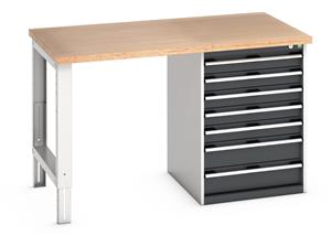 Bott Cubio Pedestal Bench with MPX Top & 7 Drawers - 1500mm Wide  x 900mm Deep x 940mm High. Workbench consists of the following components for easy self assembly:... 940mm Standing Bench for Workshops Industrial Engineers